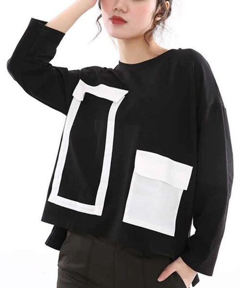 Geometric Panel Graphic Long Sleeve Top